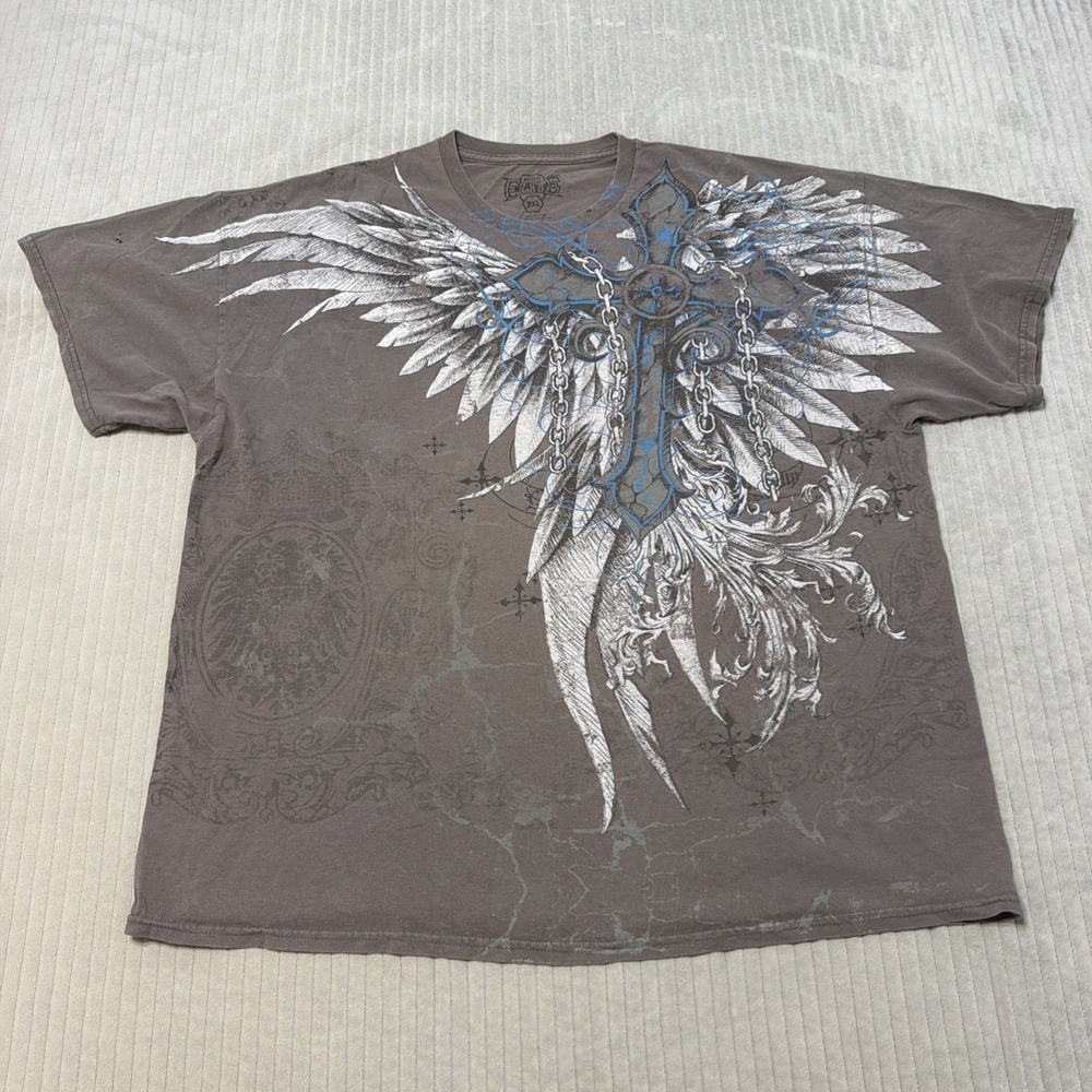 MMA Elite Shirt mens 2XL Gray Cross Cyber Grunge Punk Y2K